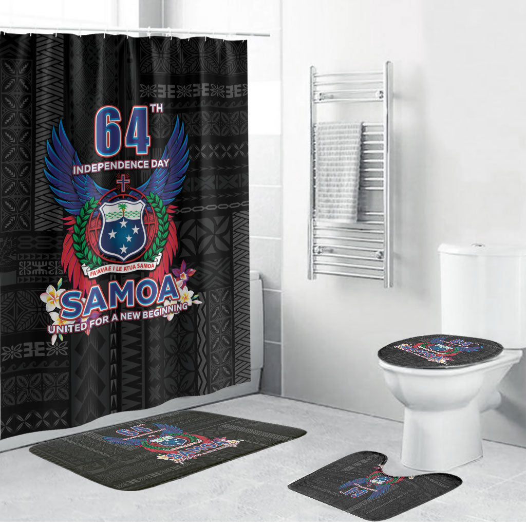 Samoa 64th Independence Anniversary Bathroom Set LT05 Bathroom Set (4 pcs) Black - Polynesian Pride