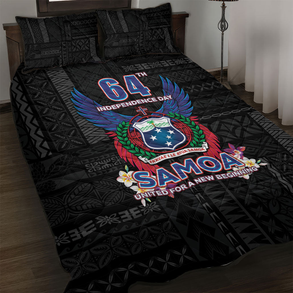 Samoa 64th Independence Anniversary Quilt Bed Set LT05 Black - Polynesian Pride
