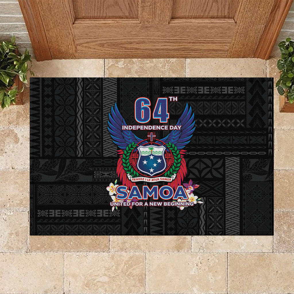 Samoa 64th Independence Anniversary Rubber Doormat LT05 Black - Polynesian Pride