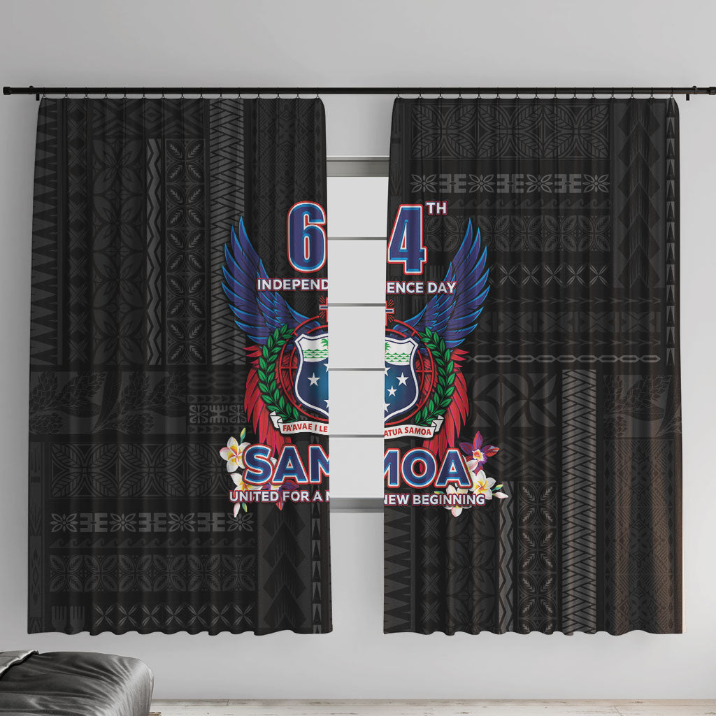Samoa 64th Independence Anniversary Window Curtain LT05 With Hooks Black - Polynesian Pride