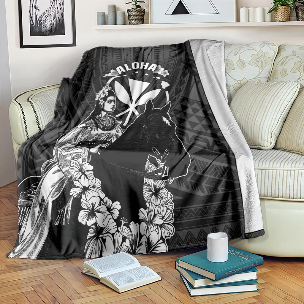 Hawaii King Kamehameha Day Parade Blanket With Pa'u Riders Plumeria Kakau Tribal Pattern LT05 Black - Polynesian Pride