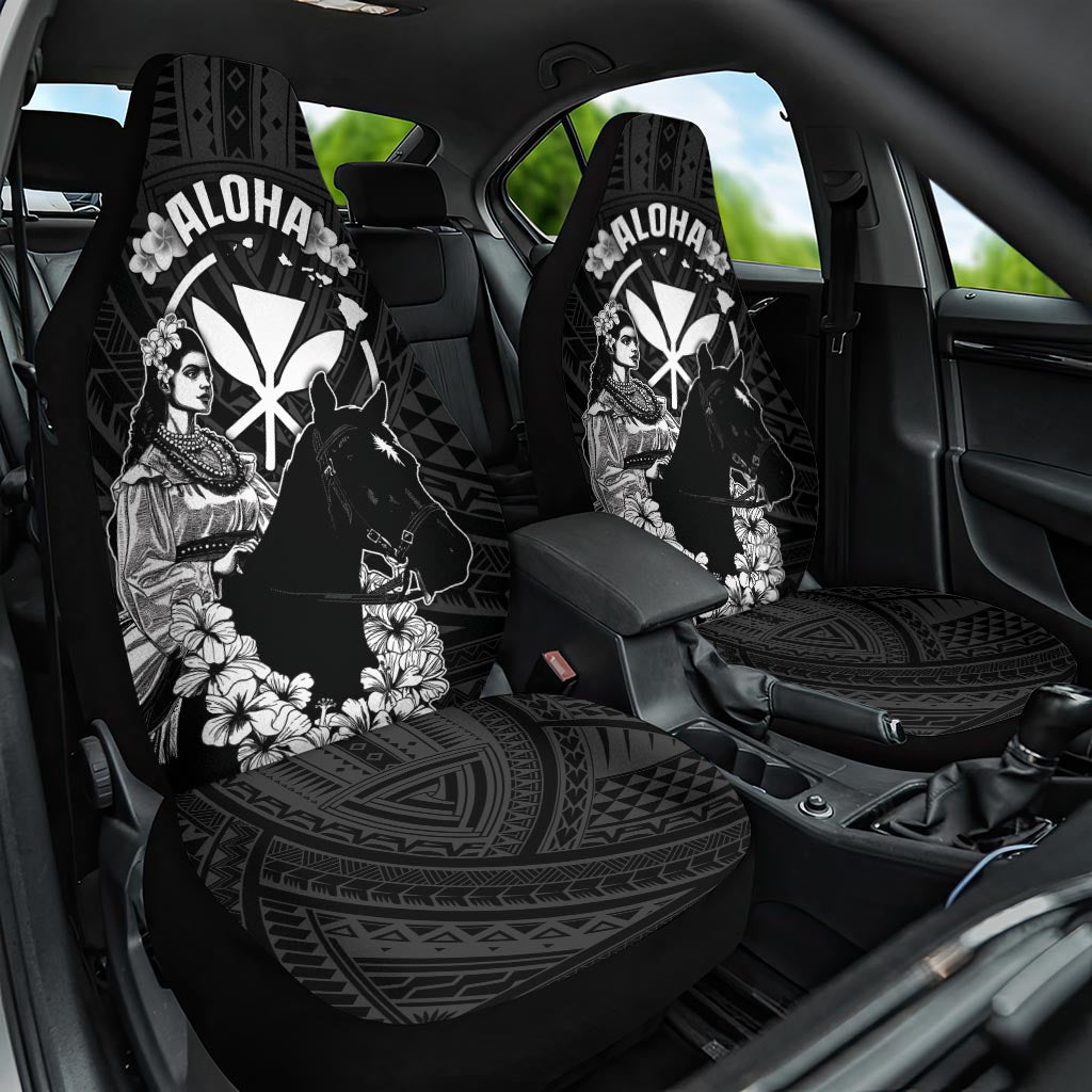 Hawaii King Kamehameha Day Parade Car Seat Cover With Pa'u Riders Plumeria Kakau Tribal Pattern LT05 One Size Black - Polynesian Pride