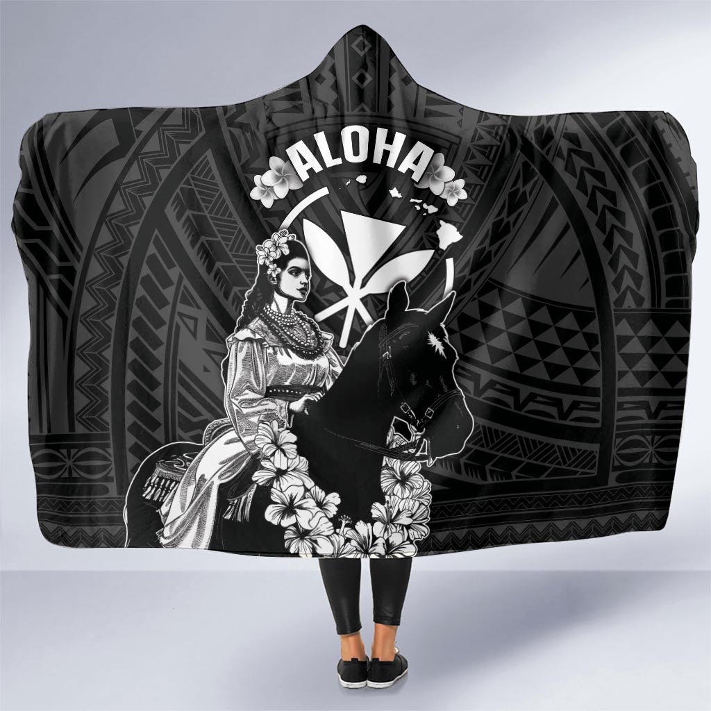 Hawaii King Kamehameha Day Parade Hooded Blanket With Pa'u Riders Plumeria Kakau Tribal Pattern