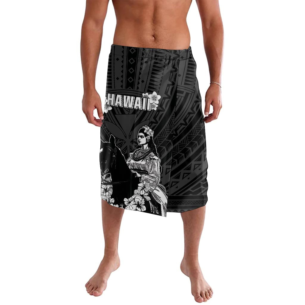 Hawaii King Kamehameha Day Parade Lavalava With Pa'u Riders Plumeria Kakau Tribal Pattern LT05 Black - Polynesian Pride