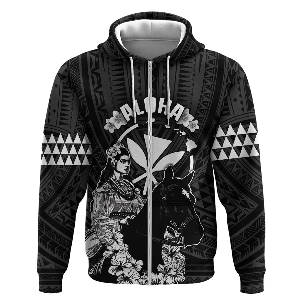 Hawaii King Kamehameha Day Parade Zip Hoodie With Pa'u Riders Plumeria Kakau Tribal Pattern