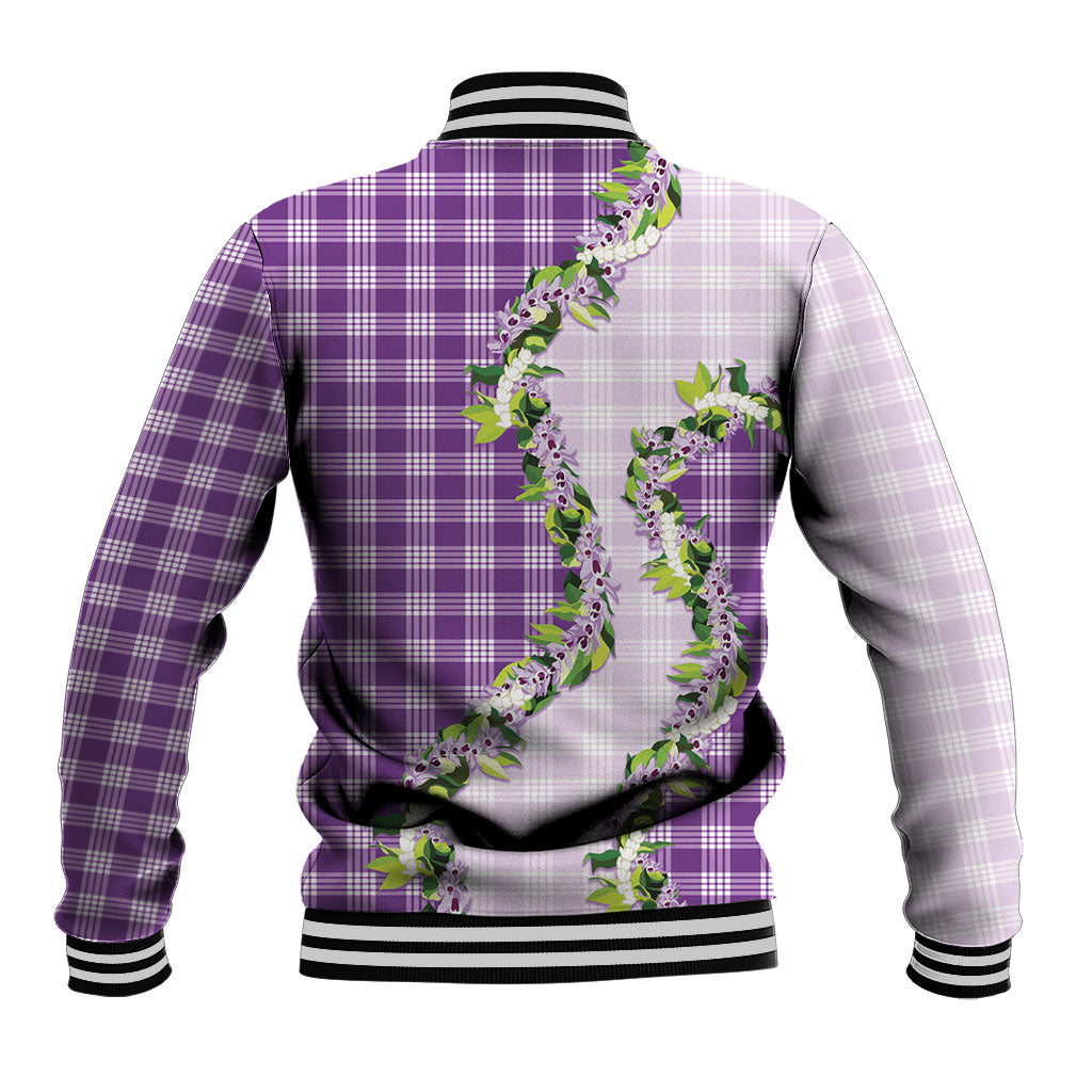 Violet Hawaii Palaka Baseball Jacket Maile Pikake Honohono Orchid Lei LT05 - Polynesian Pride