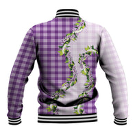 Violet Hawaii Palaka Baseball Jacket Maile Pikake Honohono Orchid Lei LT05 - Polynesian Pride