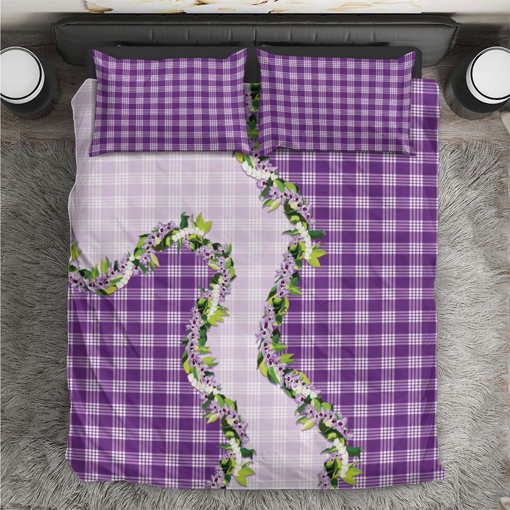 Violet Hawaii Palaka Bedding Set Maile Pikake Honohono Orchid Lei LT05 Violet - Polynesian Pride