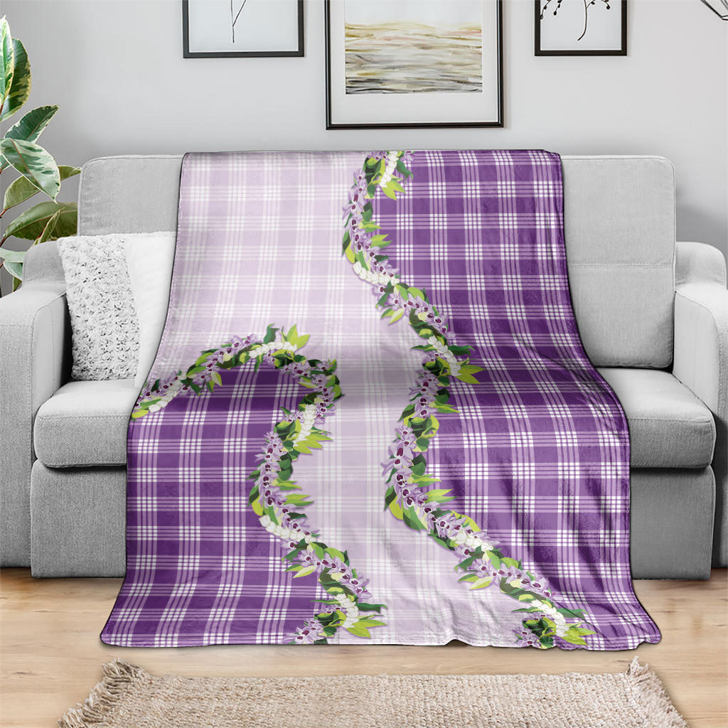 Violet Hawaii Palaka Blanket Maile Pikake Honohono Orchid Lei LT05 - Polynesian Pride