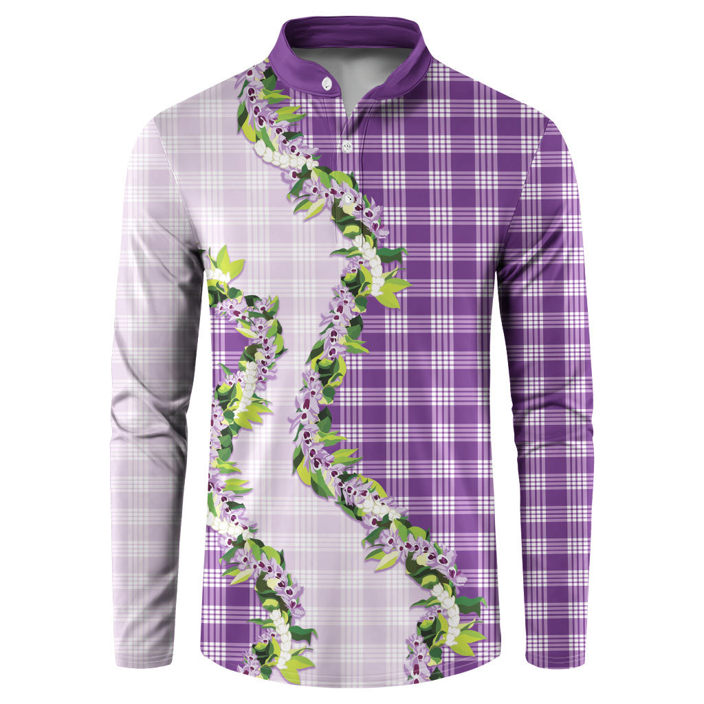 Violet Hawaii Palaka Button Sweatshirt Maile Pikake Honohono Orchid Lei LT05 Violet - Polynesian Pride