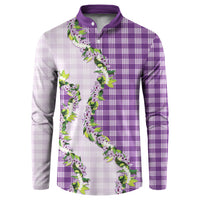 Violet Hawaii Palaka Button Sweatshirt Maile Pikake Honohono Orchid Lei LT05 Violet - Polynesian Pride