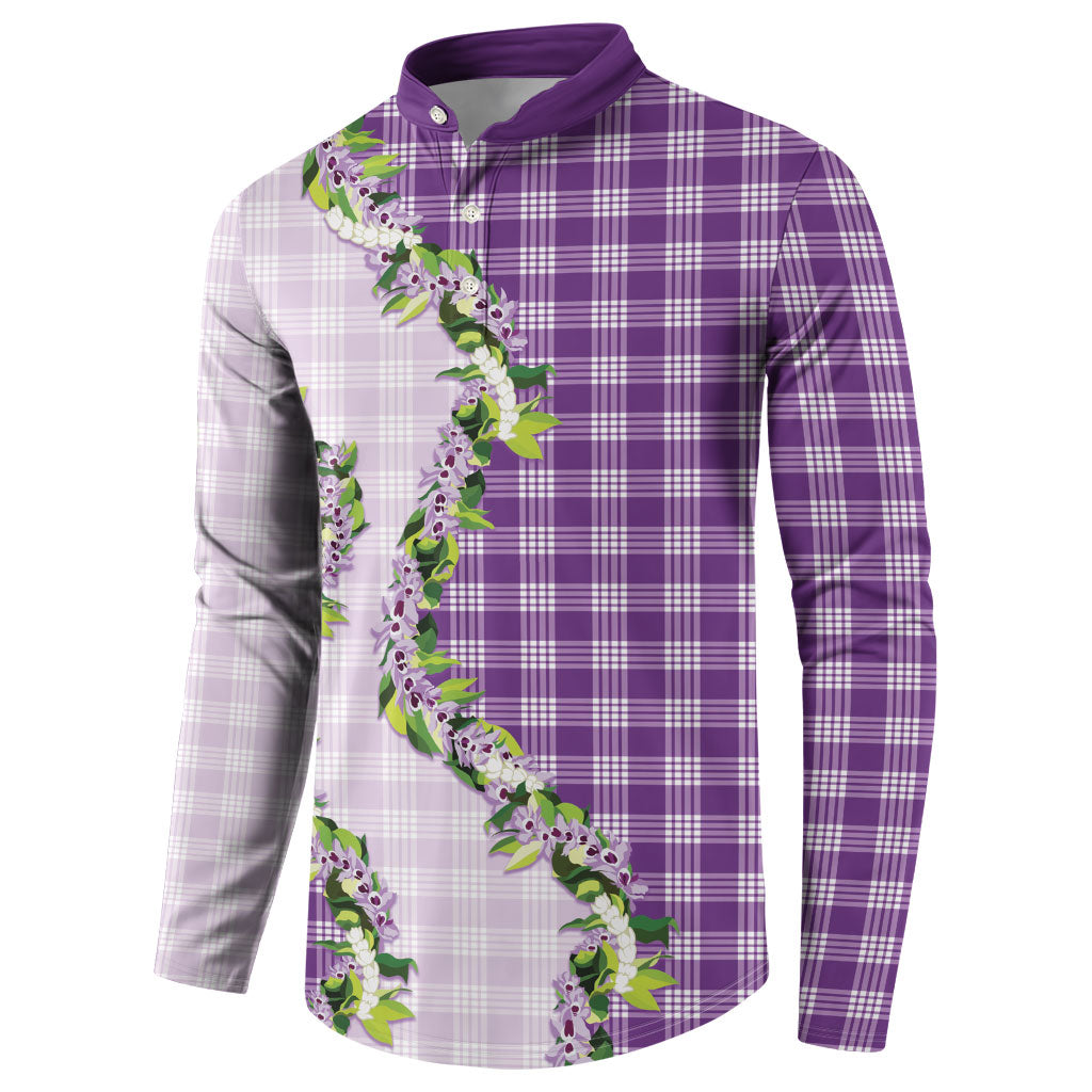 Violet Hawaii Palaka Button Sweatshirt Maile Pikake Honohono Orchid Lei LT05 - Polynesian Pride
