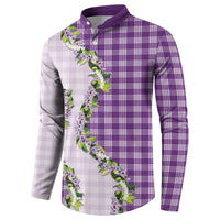 Violet Hawaii Palaka Button Sweatshirt Maile Pikake Honohono Orchid Lei LT05 - Polynesian Pride