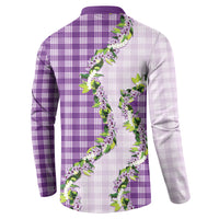 Violet Hawaii Palaka Button Sweatshirt Maile Pikake Honohono Orchid Lei LT05 - Polynesian Pride