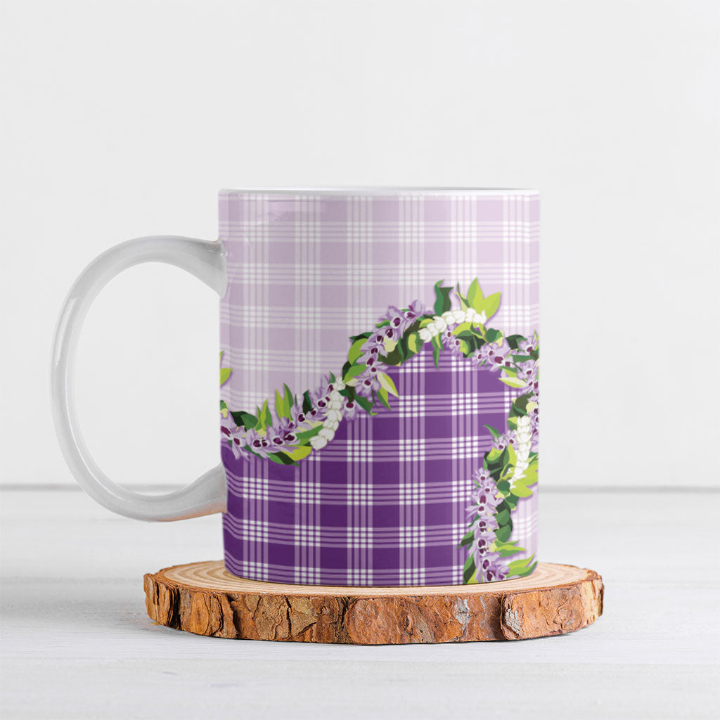 Violet Hawaii Palaka Ceramic Mug Maile Pikake Honohono Orchid Lei LT05 Violet - Polynesian Pride