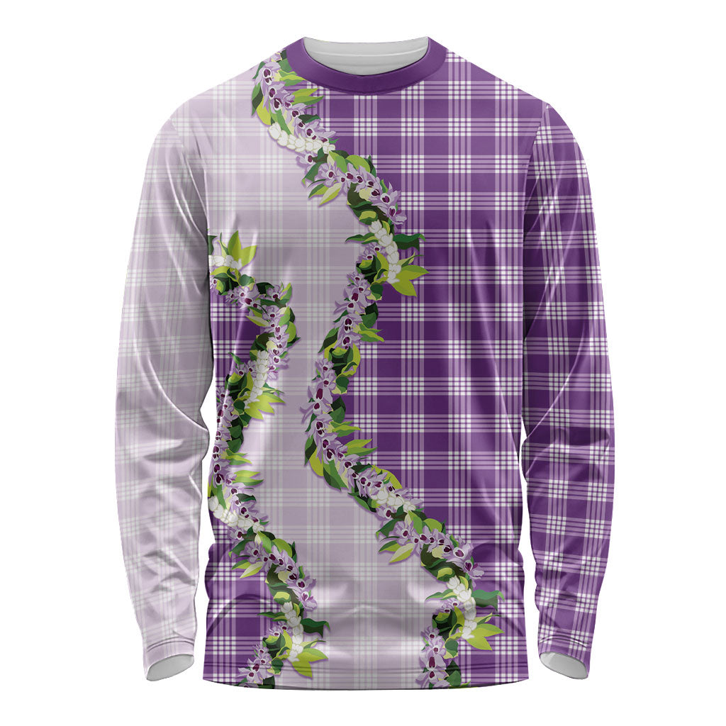 Violet Hawaii Palaka Long Sleeve Shirt Maile Pikake Honohono Orchid Lei LT05 Unisex Violet - Polynesian Pride