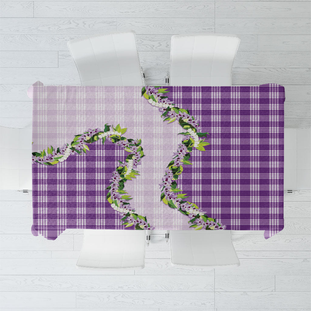 Violet Hawaii Palaka Tablecloth Maile Pikake Honohono Orchid Lei LT05 Violet - Polynesian Pride