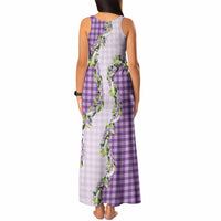 Violet Hawaii Palaka Tank Maxi Dress Maile Pikake Honohono Orchid Lei LT05 - Polynesian Pride