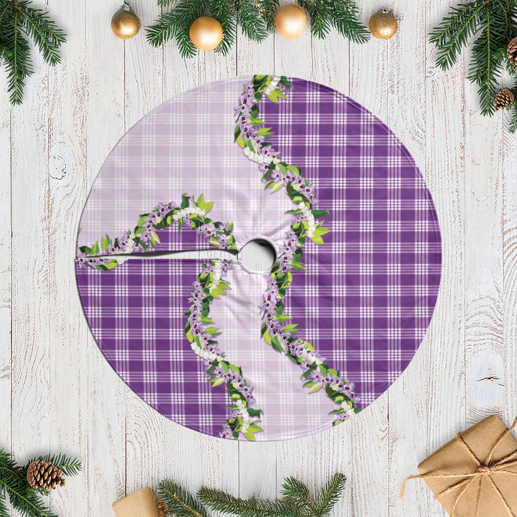 Violet Hawaii Palaka Tree Skirt Maile Pikake Honohono Orchid Lei LT05 Casual Violet - Polynesian Pride