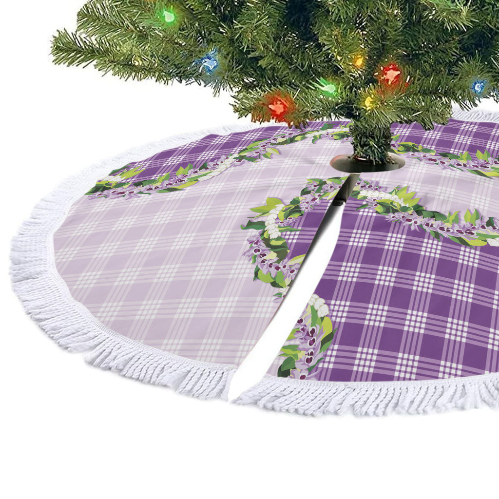 Violet Hawaii Palaka Tree Skirt Maile Pikake Honohono Orchid Lei LT05 - Polynesian Pride
