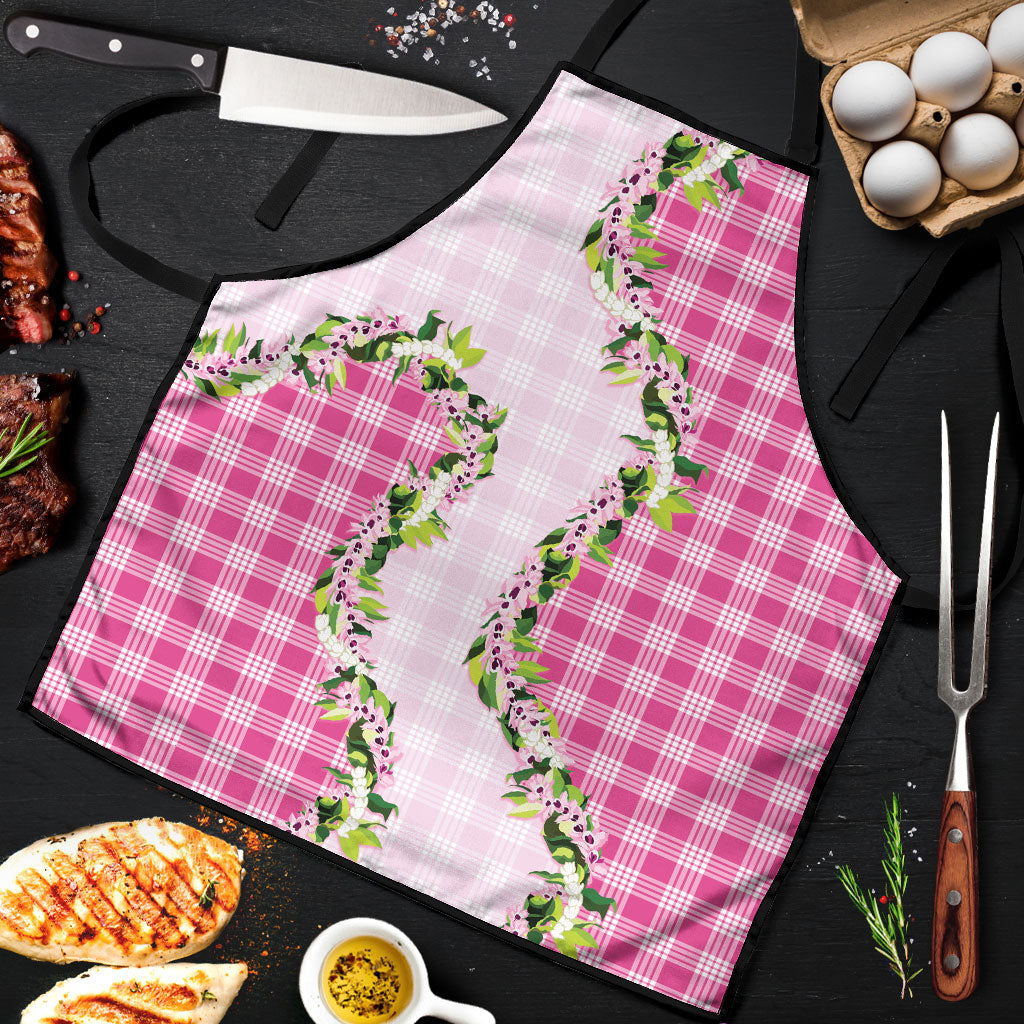 Pink Hawaii Palaka Apron Maile Pikake Honohono Orchid Lei LT05 Pink - Polynesian Pride