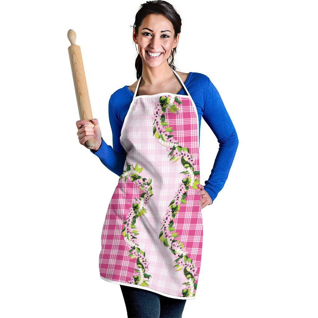 Pink Hawaii Palaka Apron Maile Pikake Honohono Orchid Lei LT05 - Polynesian Pride
