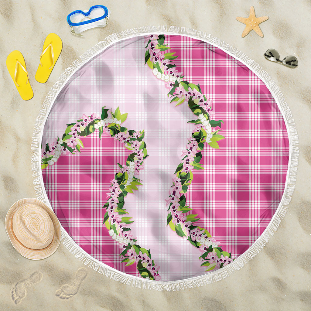 Pink Hawaii Palaka Beach Blanket Maile Pikake Honohono Orchid Lei LT05 One Size 150cm Pink - Polynesian Pride