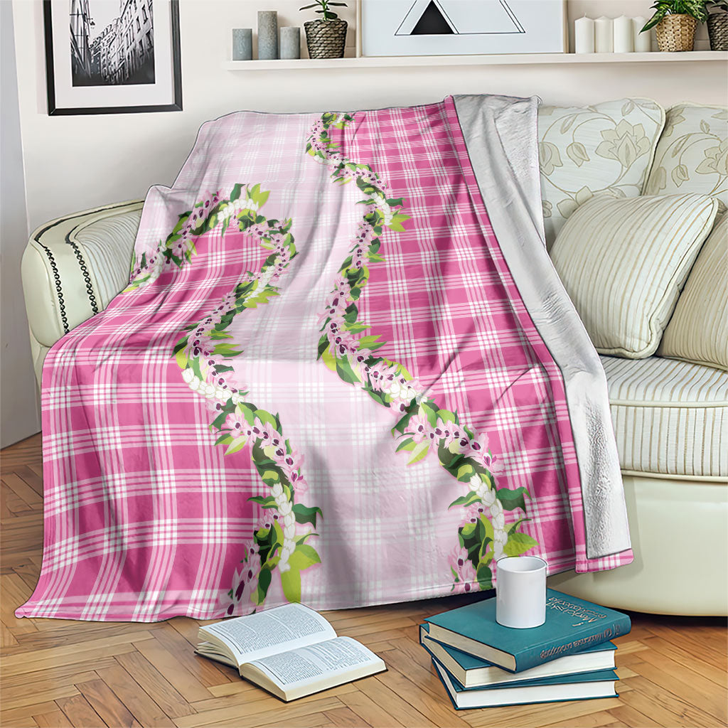 Pink Hawaii Palaka Blanket Maile Pikake Honohono Orchid Lei LT05 Pink - Polynesian Pride