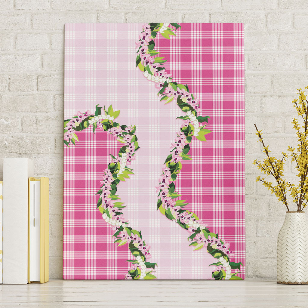 Pink Hawaii Palaka Canvas Wall Art Maile Pikake Honohono Orchid Lei LT05 Without Frame Pink - Polynesian Pride