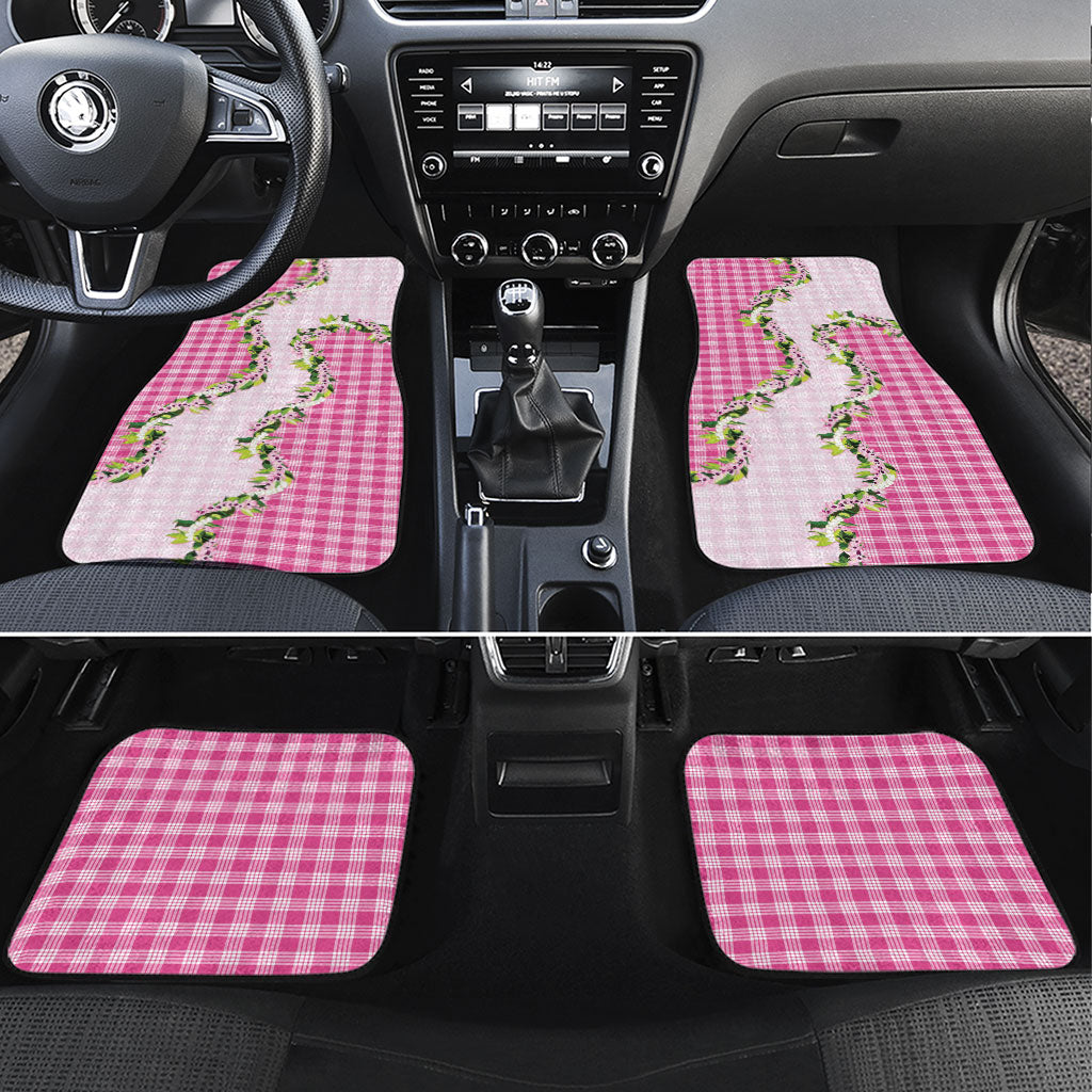 Pink Hawaii Palaka Car Mats Maile Pikake Honohono Orchid Lei LT05 Set 4pcs Pink - Polynesian Pride