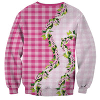 Pink Hawaii Palaka Sweatshirt Maile Pikake Honohono Orchid Lei LT05 - Polynesian Pride