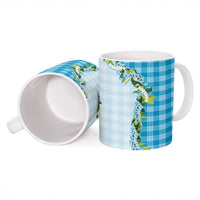 Blue Hawaii Palaka Ceramic Mug Maile Pikake Honohono Orchid Lei LT05 - Polynesian Pride