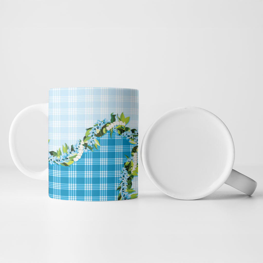 Blue Hawaii Palaka Ceramic Mug Maile Pikake Honohono Orchid Lei LT05 - Polynesian Pride