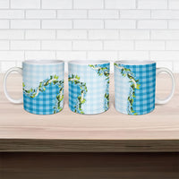 Blue Hawaii Palaka Ceramic Mug Maile Pikake Honohono Orchid Lei LT05 - Polynesian Pride