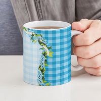 Blue Hawaii Palaka Ceramic Mug Maile Pikake Honohono Orchid Lei LT05 - Polynesian Pride
