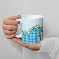 Blue Hawaii Palaka Ceramic Mug Maile Pikake Honohono Orchid Lei LT05 - Polynesian Pride