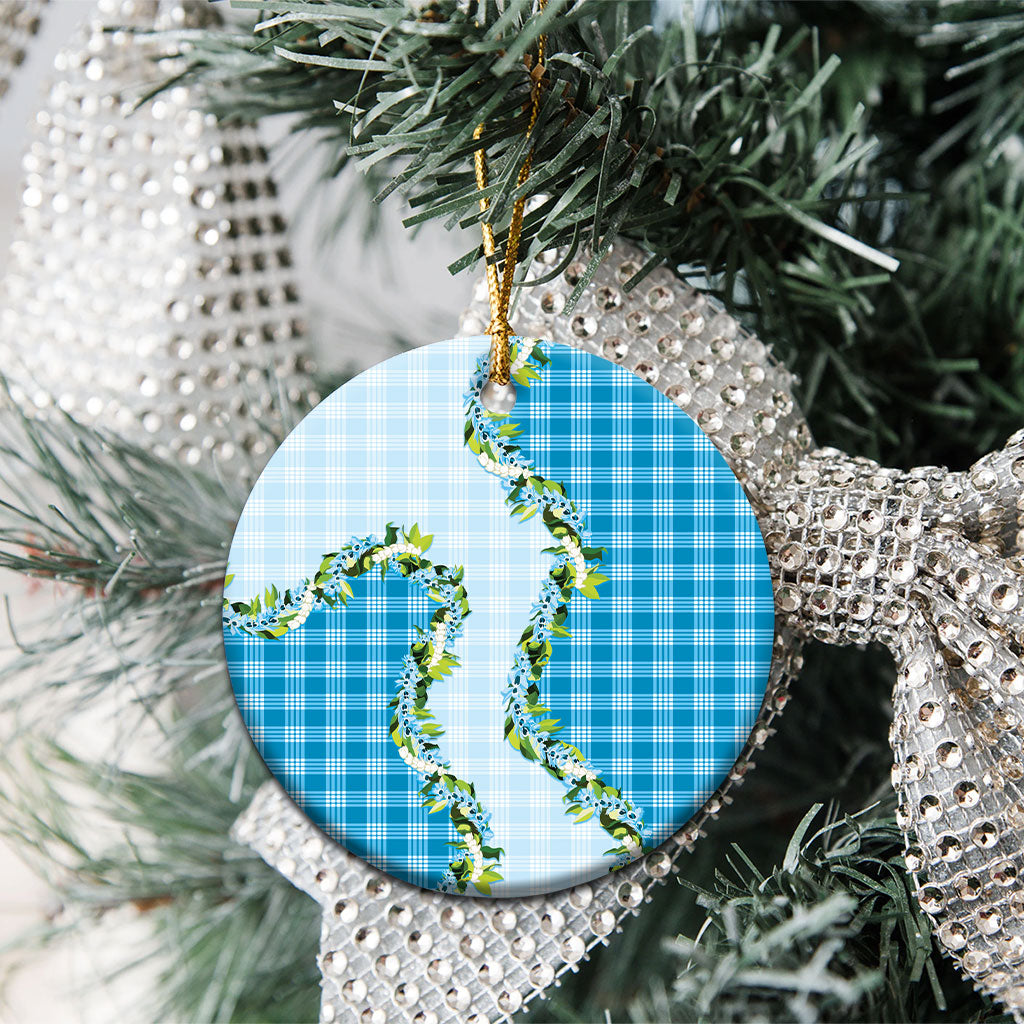 Blue Hawaii Palaka Ceramic Ornament Maile Pikake Honohono Orchid Lei LT05 - Polynesian Pride