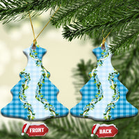 Blue Hawaii Palaka Ceramic Ornament Maile Pikake Honohono Orchid Lei LT05 Christmas Tree Blue - Polynesian Pride