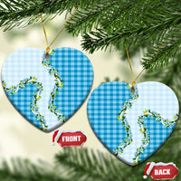 Blue Hawaii Palaka Ceramic Ornament Maile Pikake Honohono Orchid Lei LT05 Heart Blue - Polynesian Pride