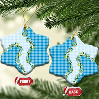 Blue Hawaii Palaka Ceramic Ornament Maile Pikake Honohono Orchid Lei LT05 Snow Flake Blue - Polynesian Pride