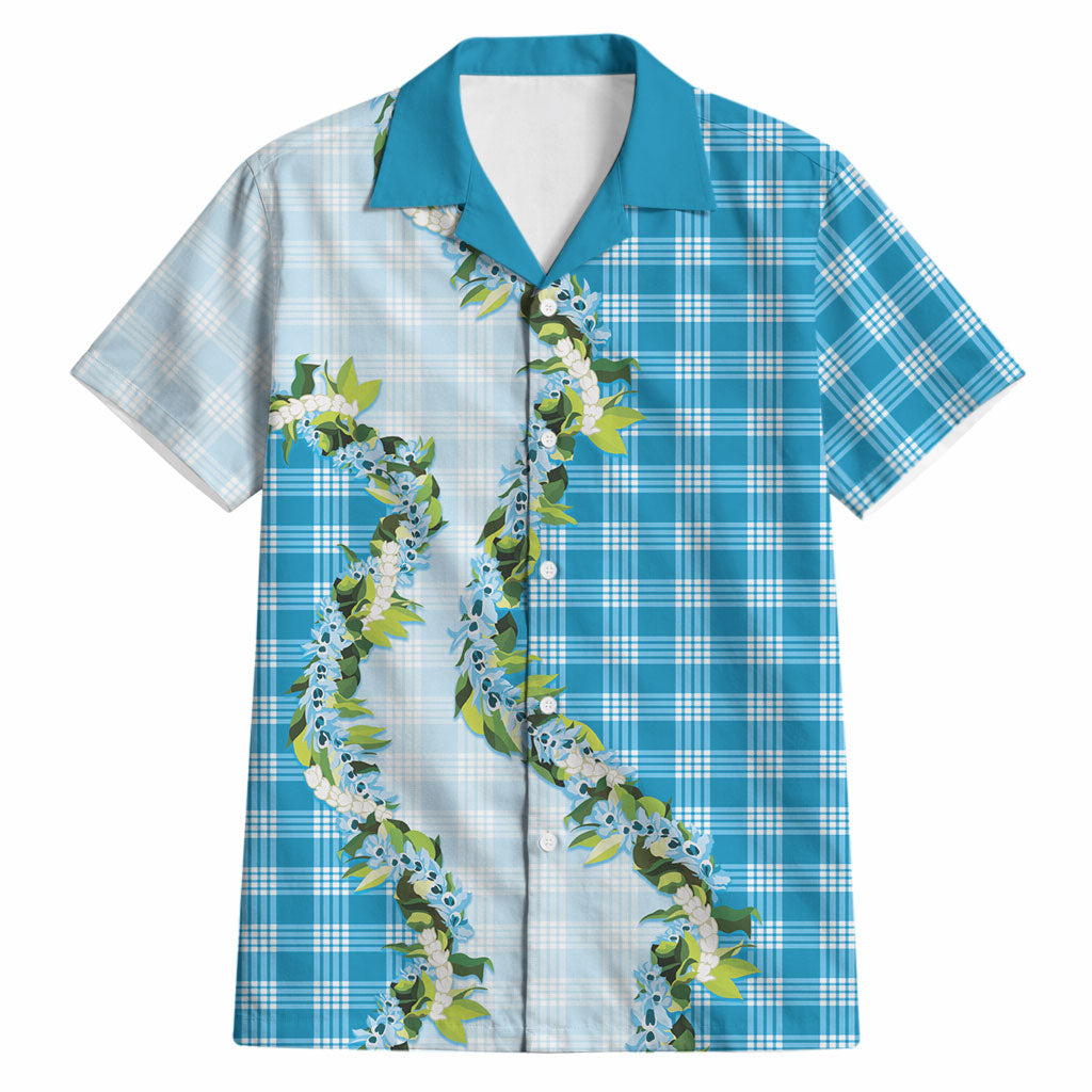 Blue Hawaii Palaka Hawaiian Shirt Maile Pikake Honohono Orchid Lei LT05 Blue - Polynesian Pride