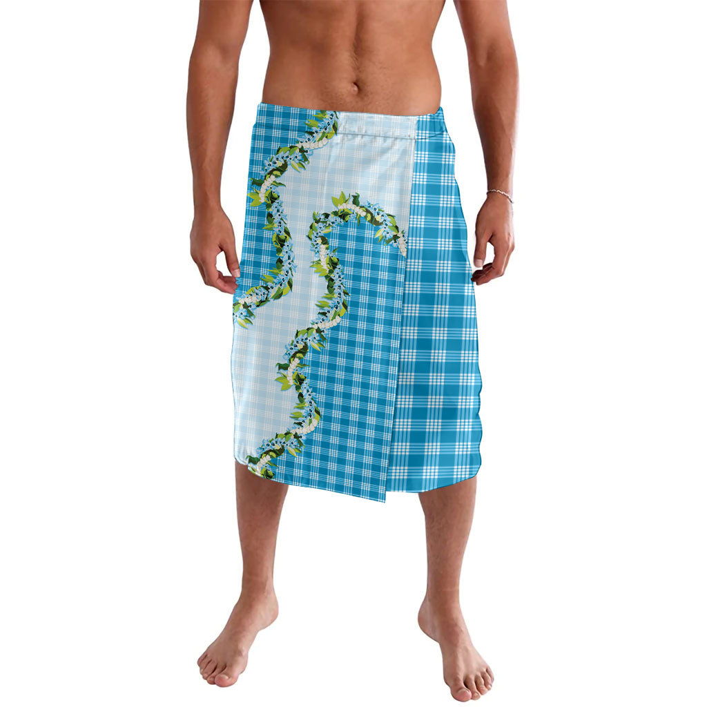 Blue Hawaii Palaka Lavalava Maile Pikake Honohono Orchid Lei LT05 Blue - Polynesian Pride