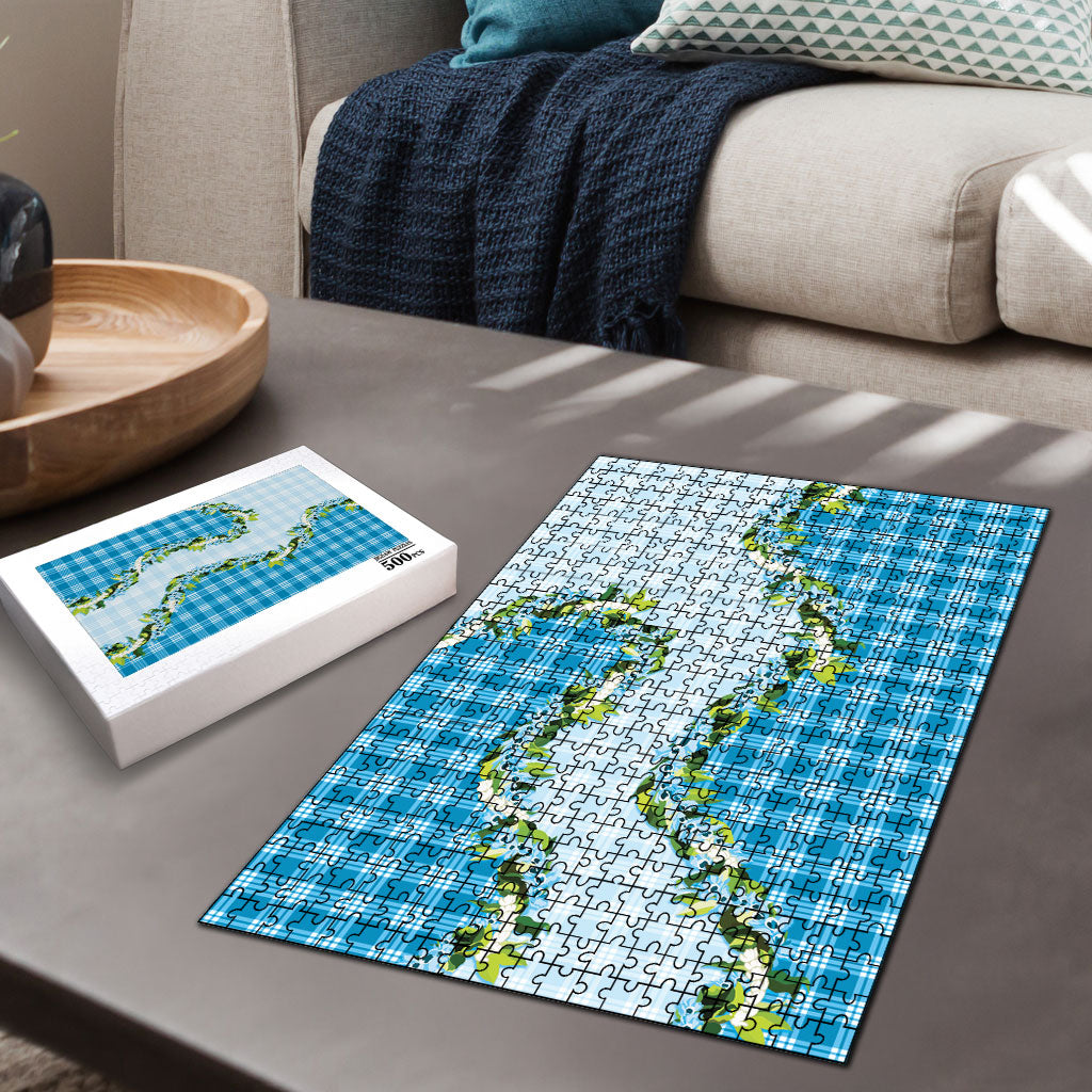Blue Hawaii Palaka Puzzle Maile Pikake Honohono Orchid Lei LT05 - Polynesian Pride