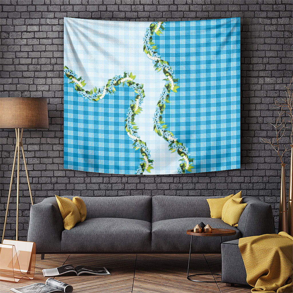 Blue Hawaii Palaka Tapestry Maile Pikake Honohono Orchid Lei LT05 Blue - Polynesian Pride