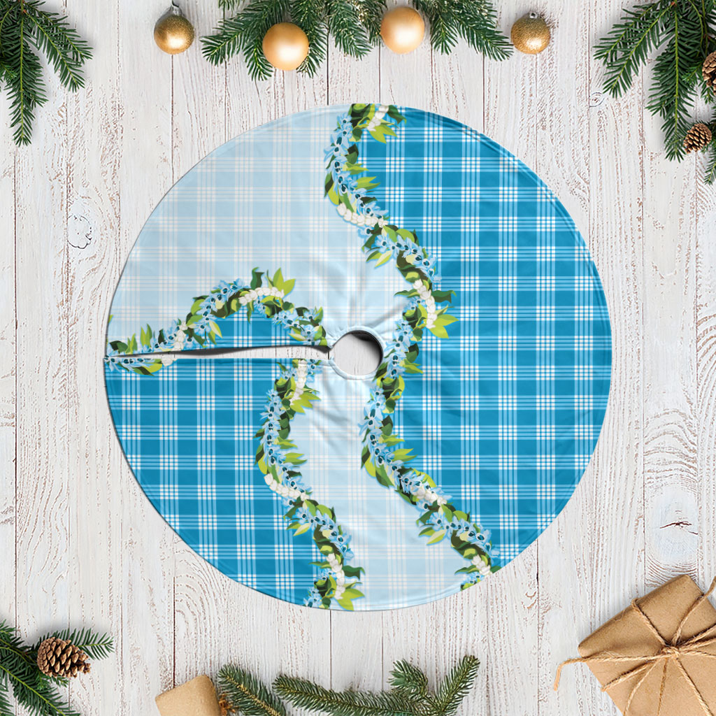 Blue Hawaii Palaka Tree Skirt Maile Pikake Honohono Orchid Lei LT05 Casual Blue - Polynesian Pride