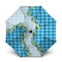 Blue Hawaii Palaka Umbrella Maile Pikake Honohono Orchid Lei LT05 One Size Folded 11.42 inch Opened Diameter 37.4 inch Blue - Polynesian Pride