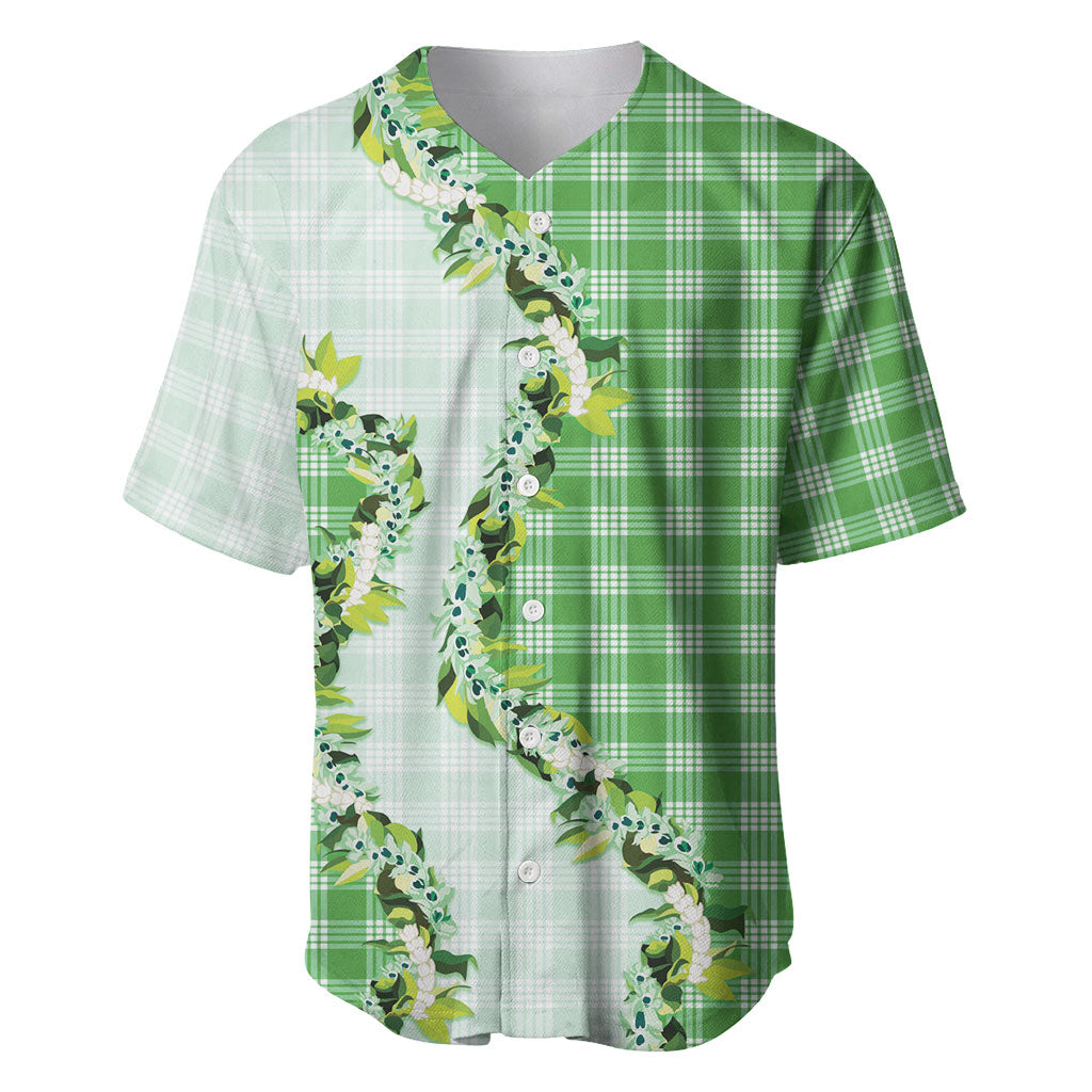 Green Hawaii Palaka Baseball Jersey Maile Pikake Honohono Orchid Lei LT05 Green - Polynesian Pride