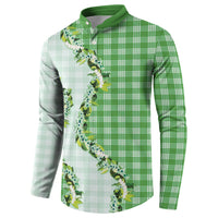 Green Hawaii Palaka Button Sweatshirt Maile Pikake Honohono Orchid Lei LT05 - Polynesian Pride