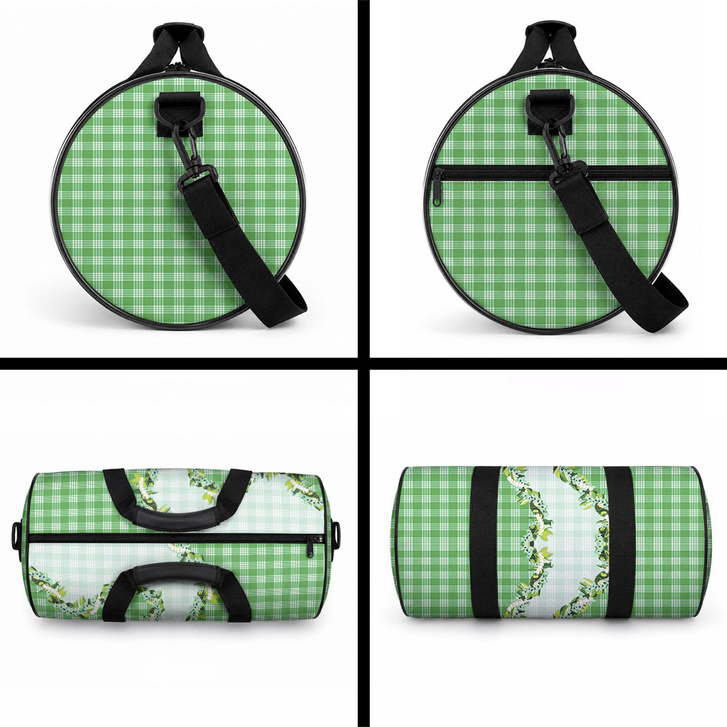 Green Hawaii Palaka Duffle Bag Maile Pikake Honohono Orchid Lei LT05 - Polynesian Pride
