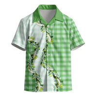 Green Hawaii Palaka Kid Hawaiian Shirt Maile Pikake Honohono Orchid Lei LT05 - Polynesian Pride